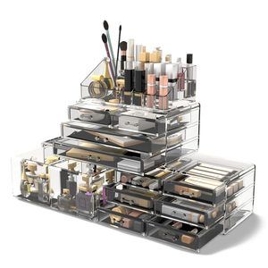 Makeup Cosmetic Organizer Storage Drawers Display Boxes Case With 12💟